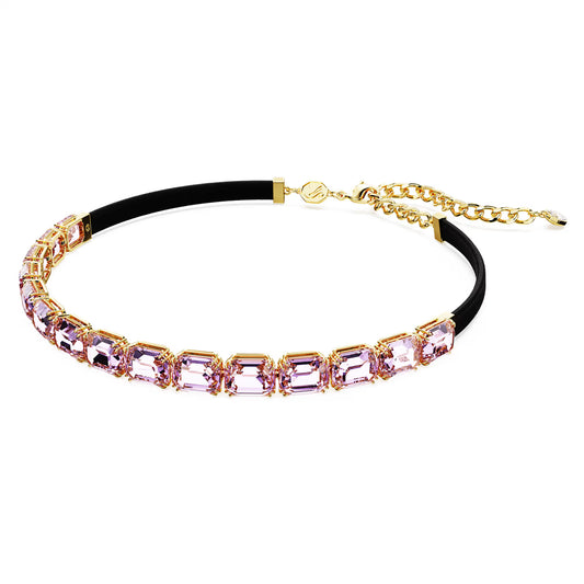 Millenia Tennis choker, Octagon cut, Purple, Gold-tone