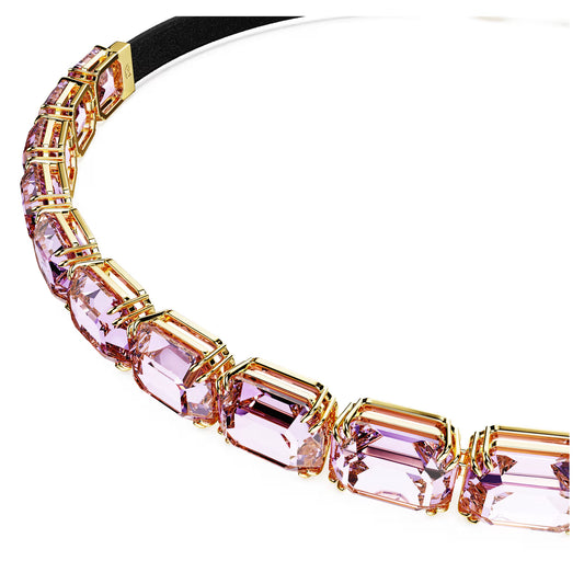 Millenia Tennis choker, Octagon cut, Purple, Gold-tone