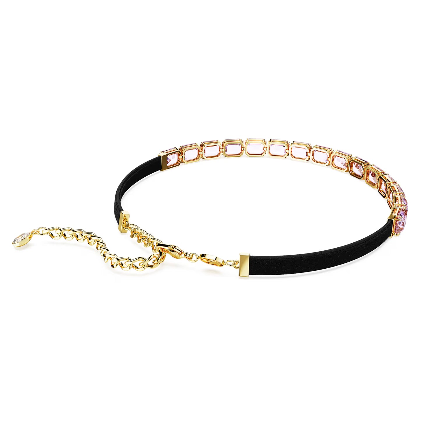 Millenia Tennis choker, Octagon cut, Purple, Gold-tone