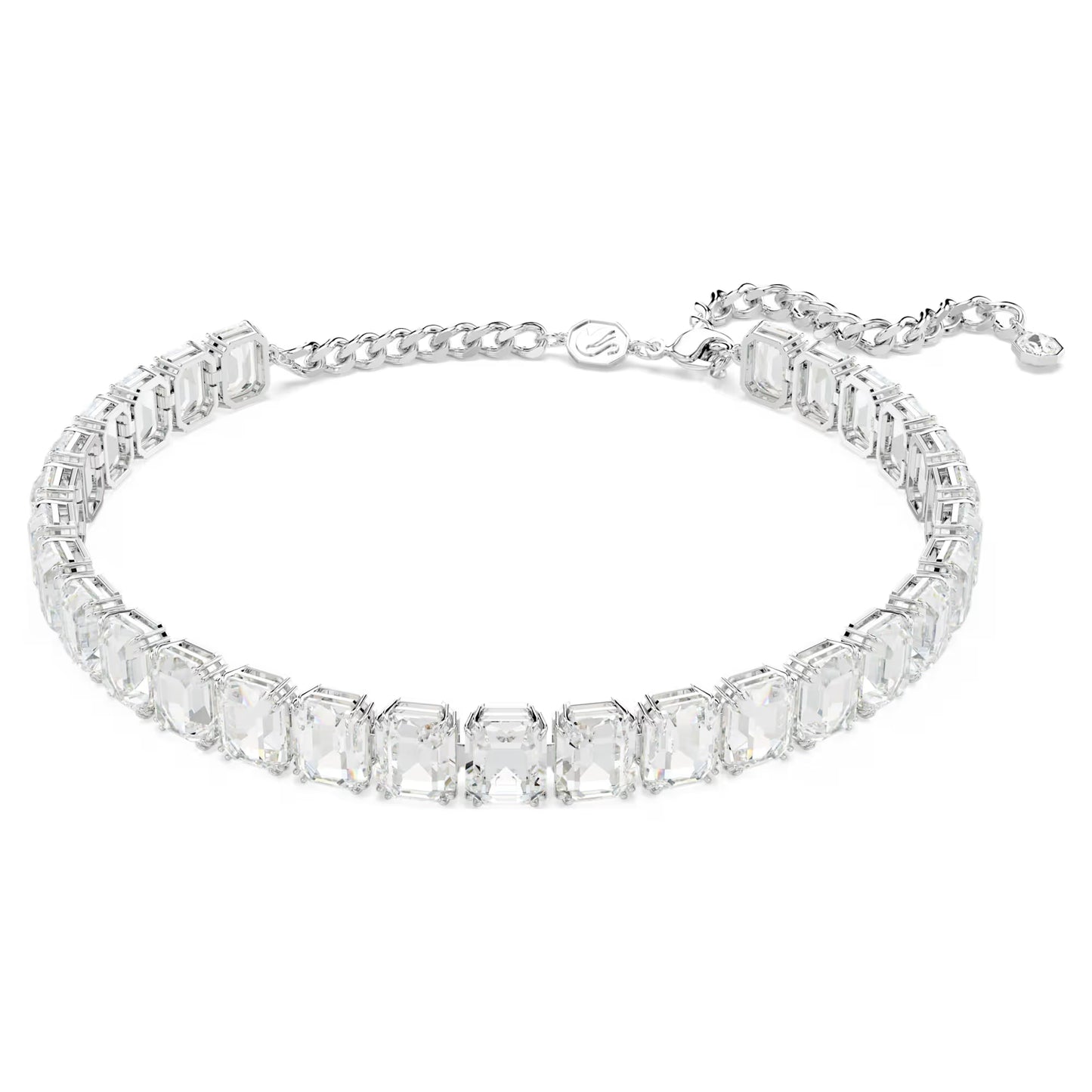 Millenia choker, Octagon cut, White, Rhodium