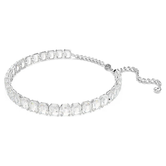 Millenia choker, Octagon cut, White, Rhodium