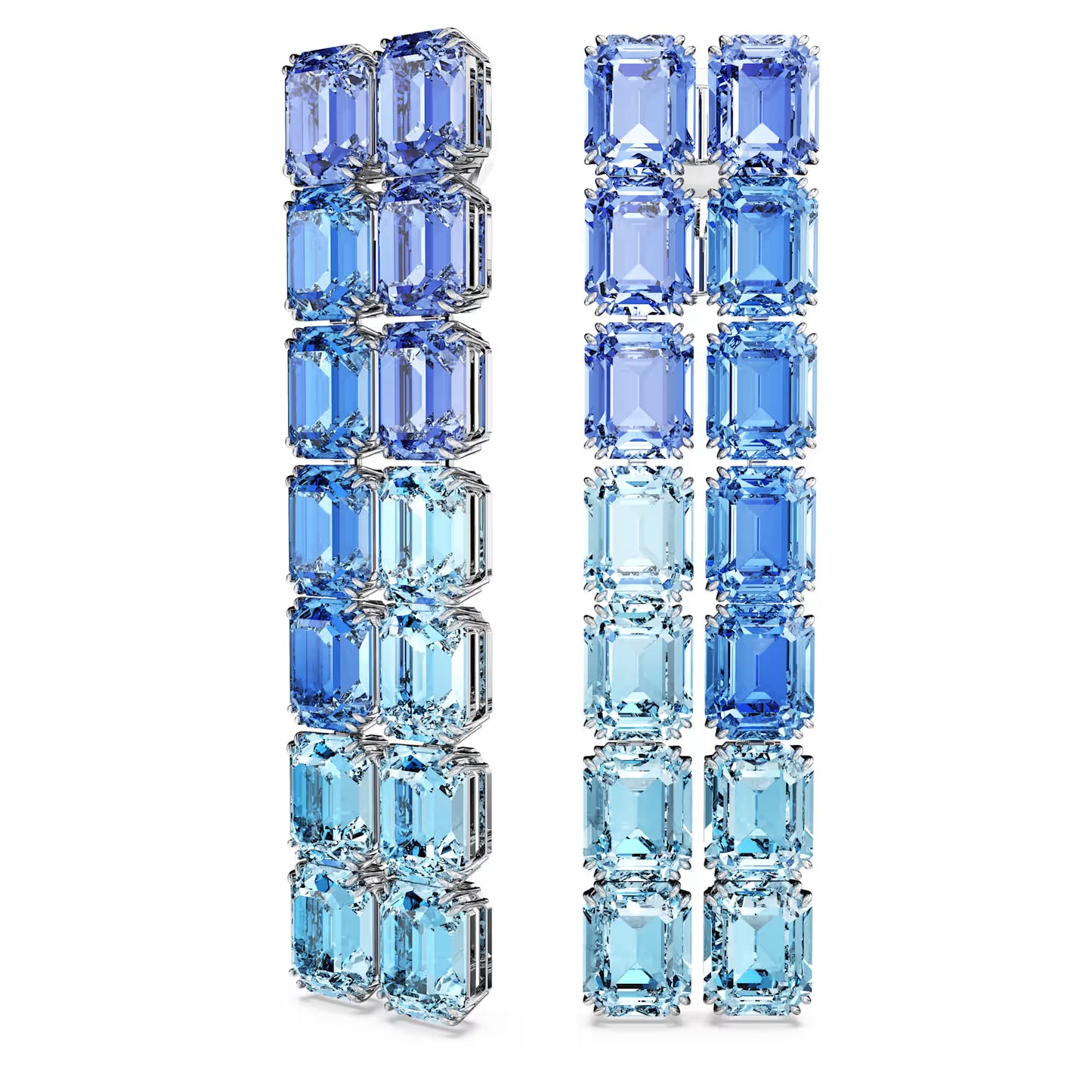 Millenia clip earrings, Octagon, Long, Blue