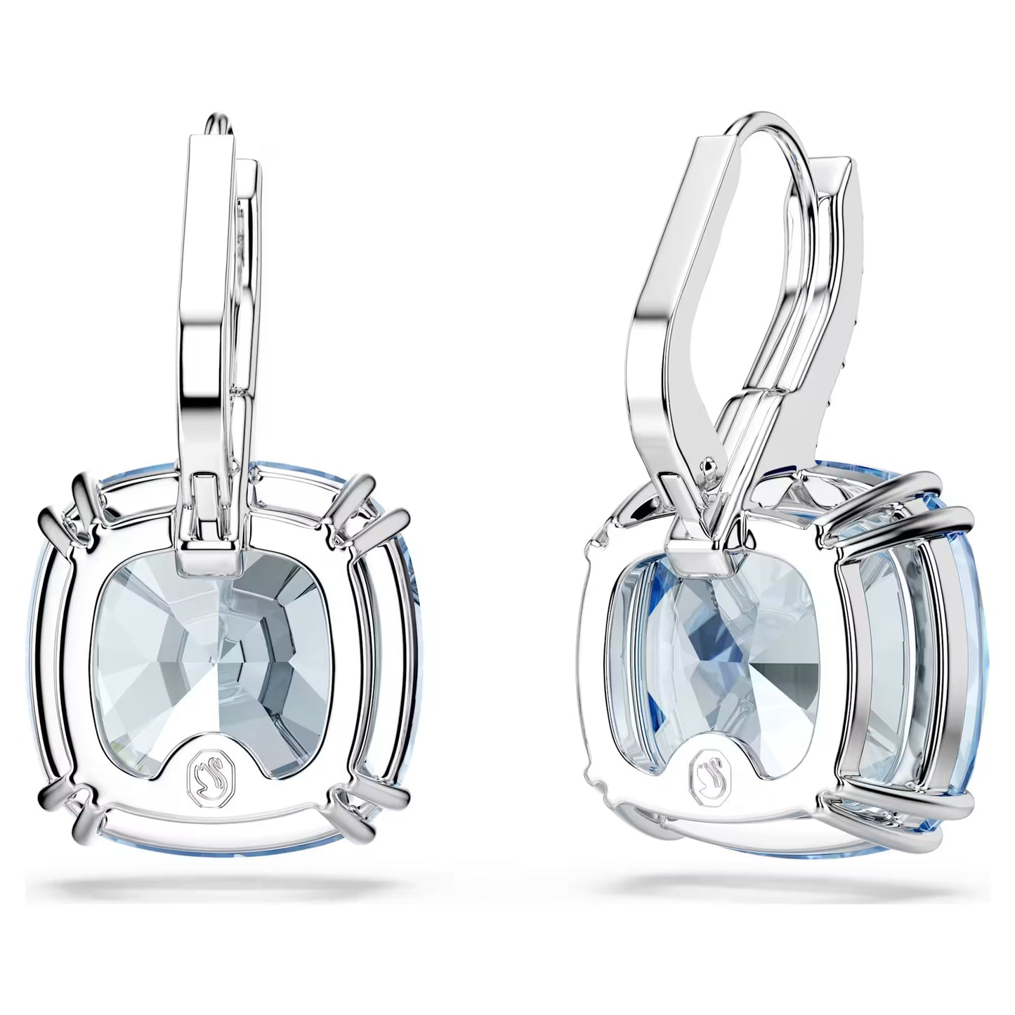 Millenia drop earrings, Cushion cut, Blue, Rhodium plated