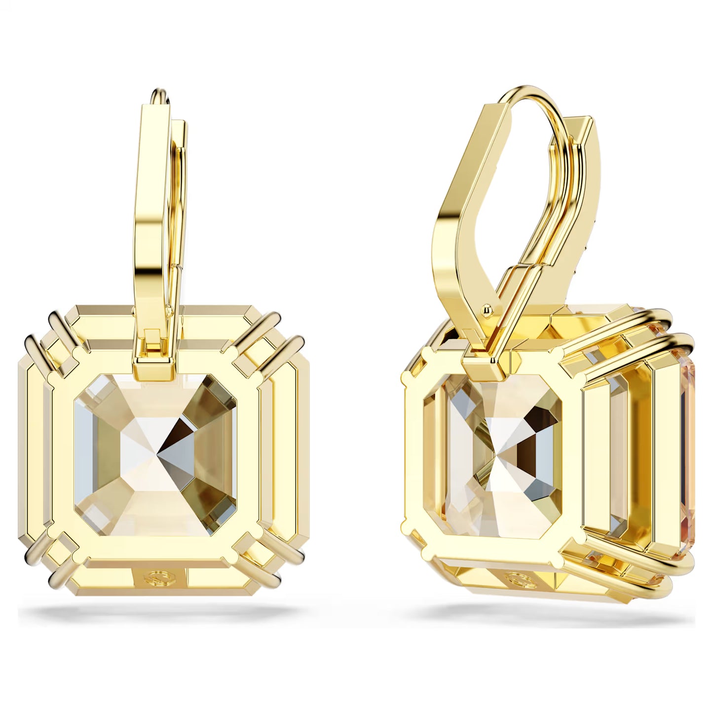 Millenia drop earrings, Mixed cuts, Caramel, 18K gold finish