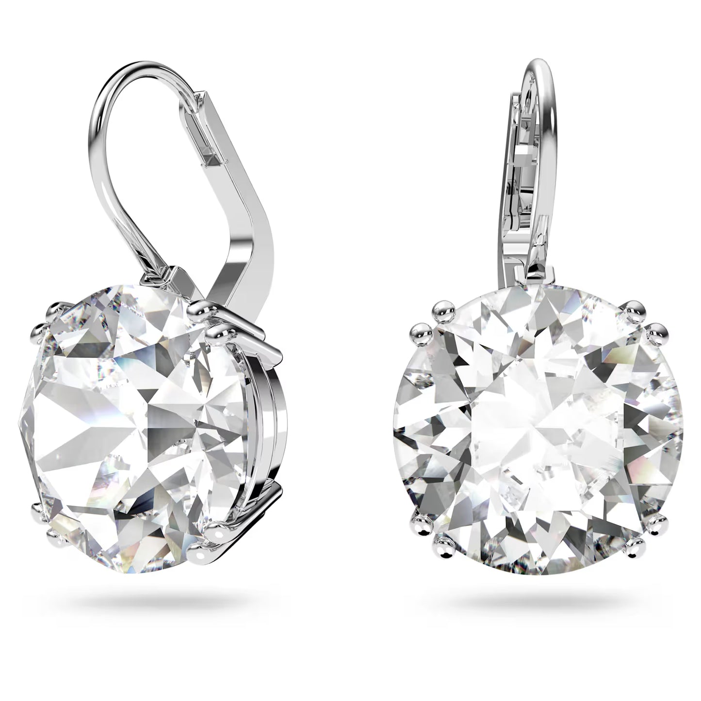 Millenia drop earrings, Round cut, White, Rhodium plated