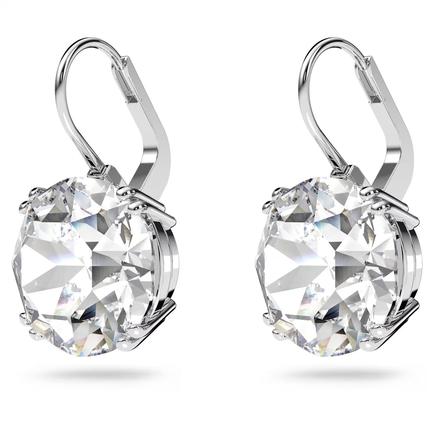 Millenia drop earrings, Round cut, White, Rhodium plated