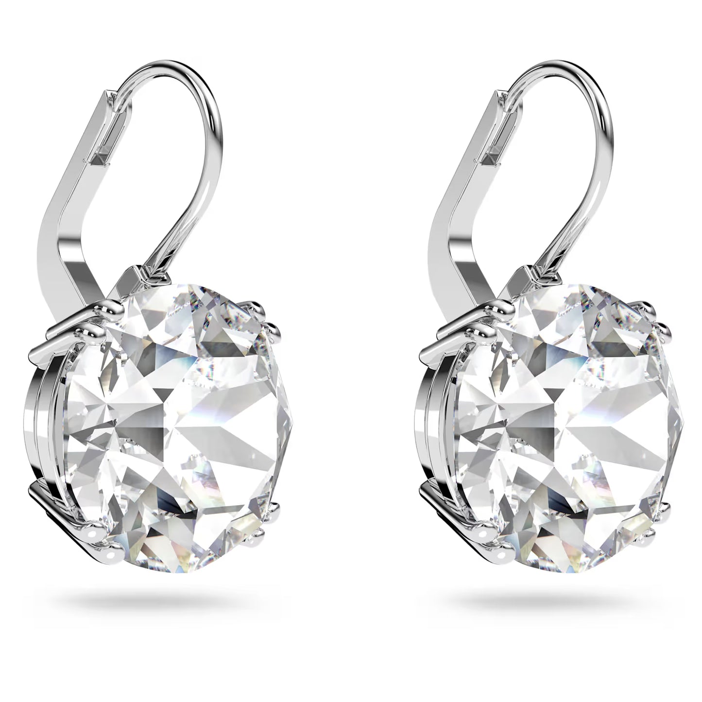 Millenia drop earrings, Round cut, White, Rhodium plated