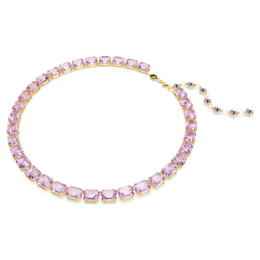 Millenia Tennis necklace, Octagon cut, Purple, Gold-tone