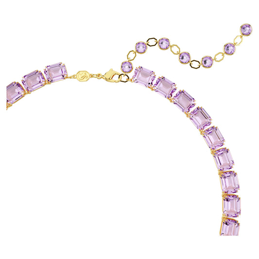 Millenia Tennis necklace, Octagon cut, Purple, Gold-tone