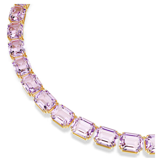 Millenia Tennis necklace, Octagon cut, Purple, Gold-tone