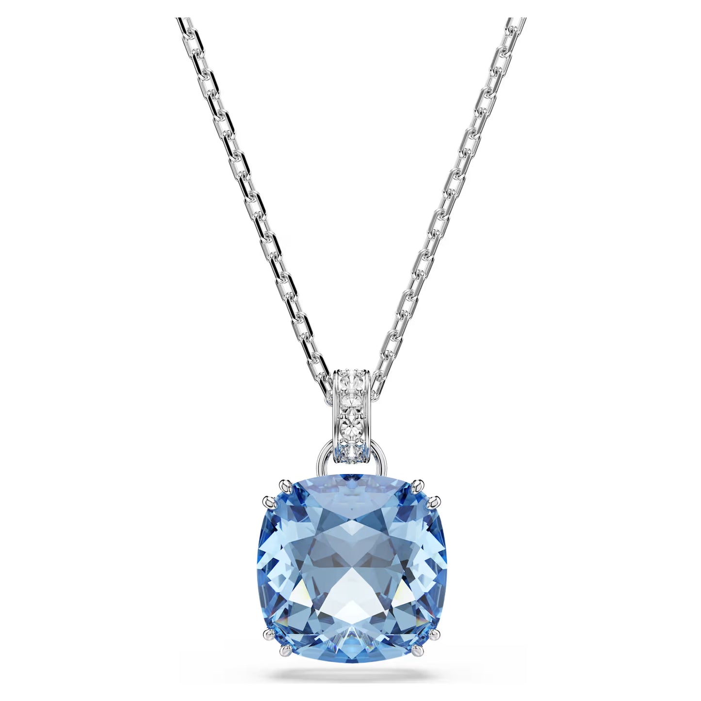 Millenia pendant Cushion cut, Blue, Rhodium plated