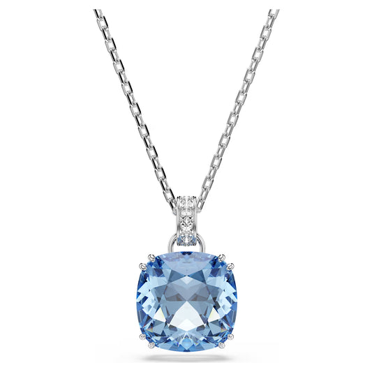 Millenia pendant Cushion cut, Blue, Rhodium plated