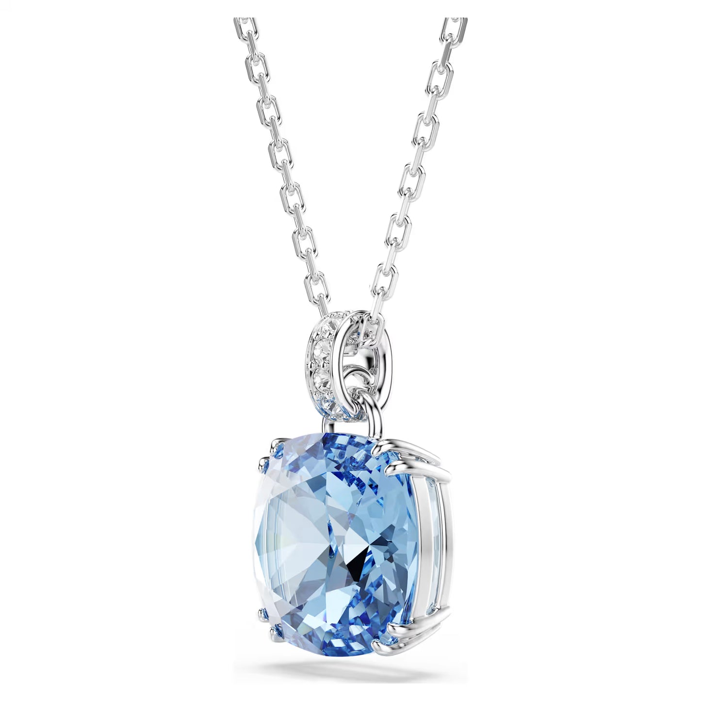 Millenia pendant Cushion cut, Blue, Rhodium plated