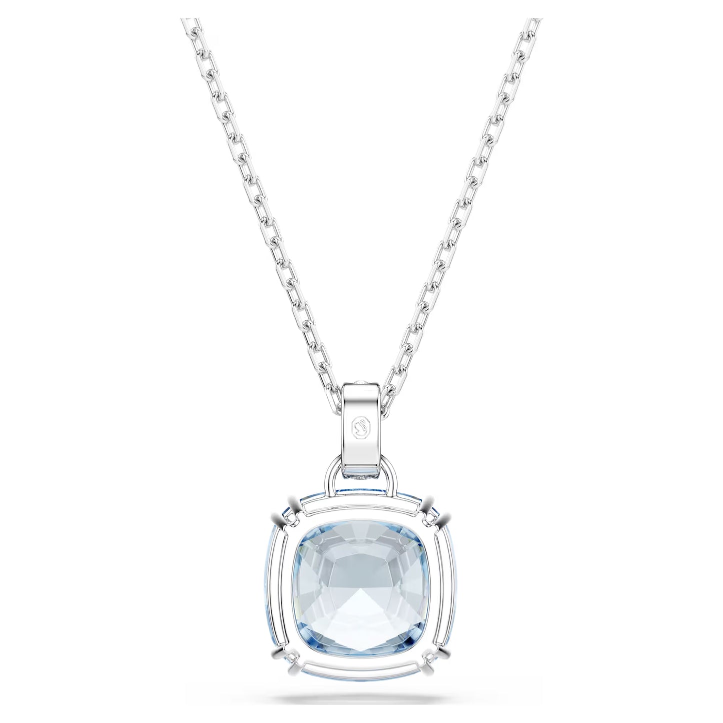 Millenia pendant Cushion cut, Blue, Rhodium plated