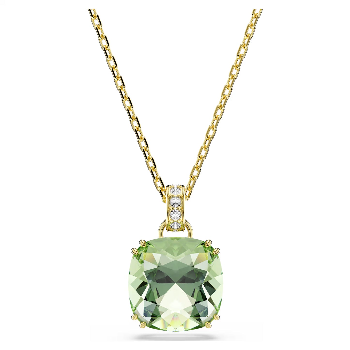 Millenia pendant, Cushion cut, Green, 18K gold finish