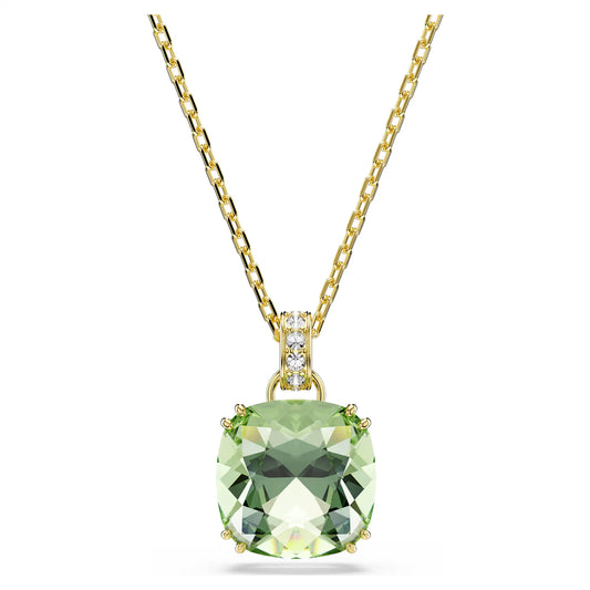 Millenia pendant, Cushion cut, Green, 18K gold finish