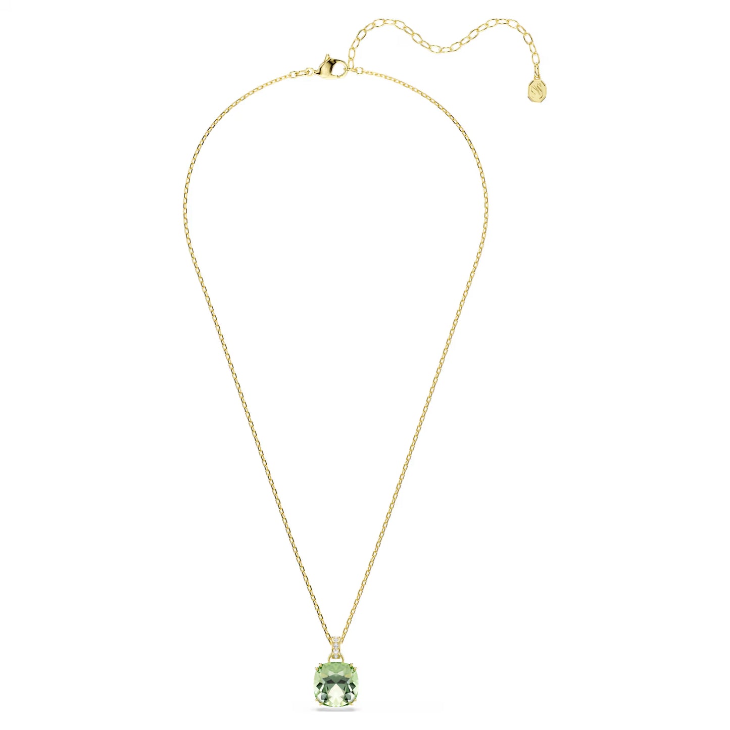 Millenia pendant, Cushion cut, Green, 18K gold finish