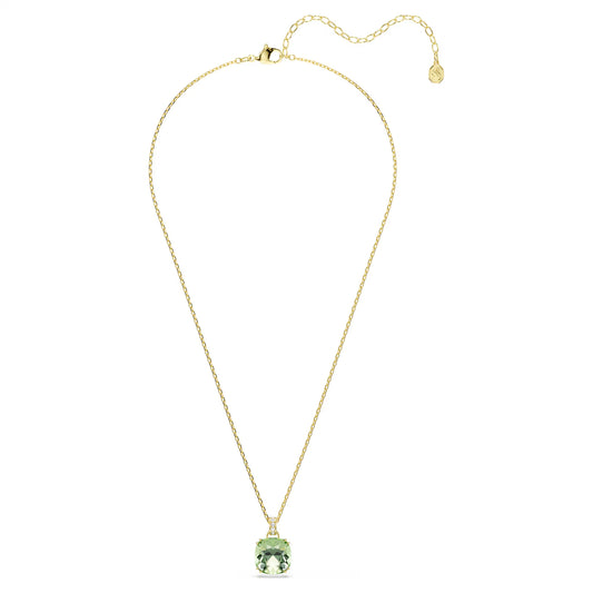 Millenia pendant, Cushion cut, Green, 18K gold finish