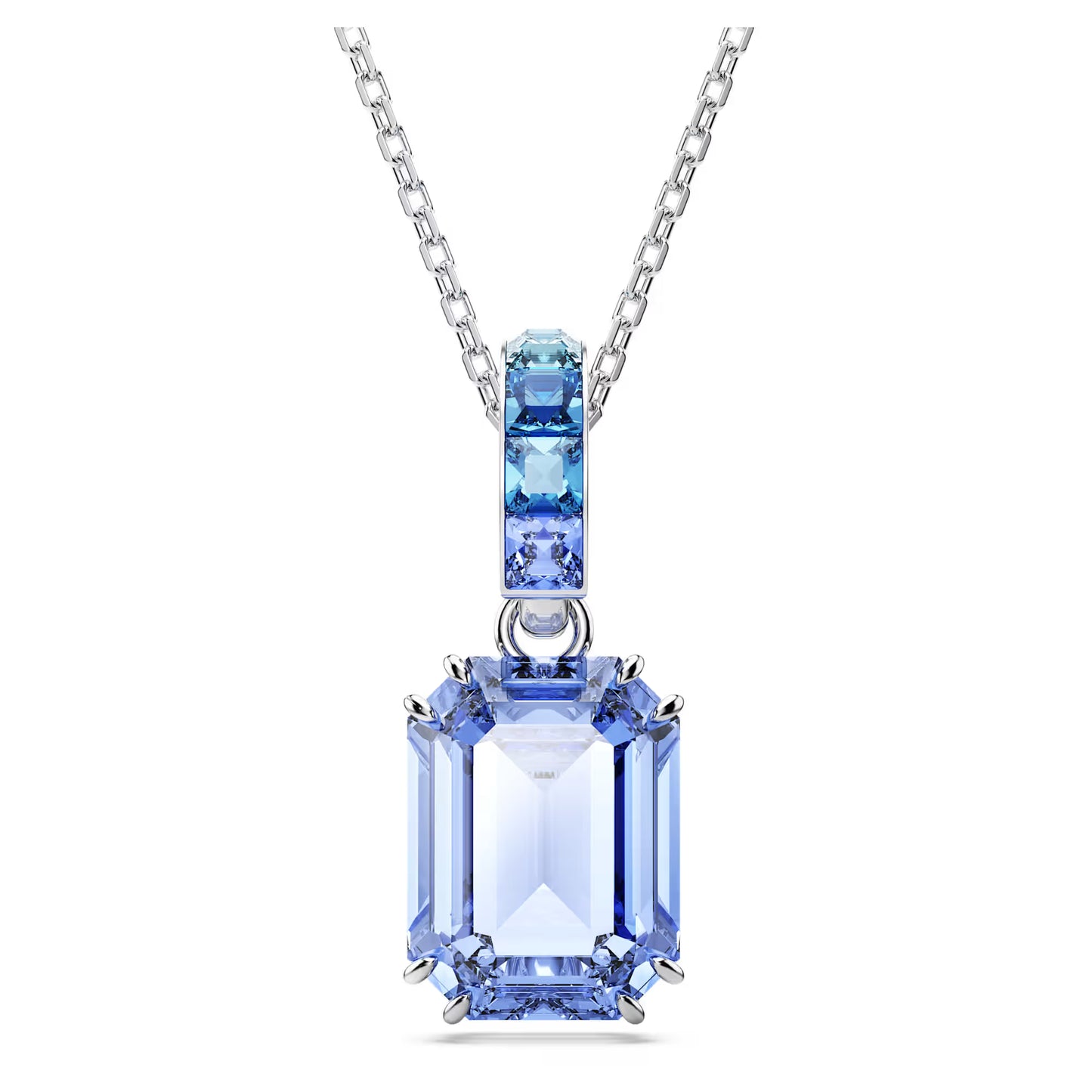 Millenia pendant, Octagon cut, Blue, Rhodium