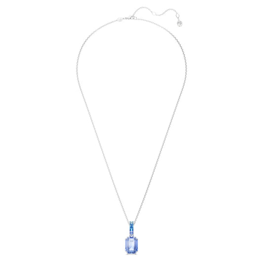 Millenia pendant, Octagon cut, Blue, Rhodium
