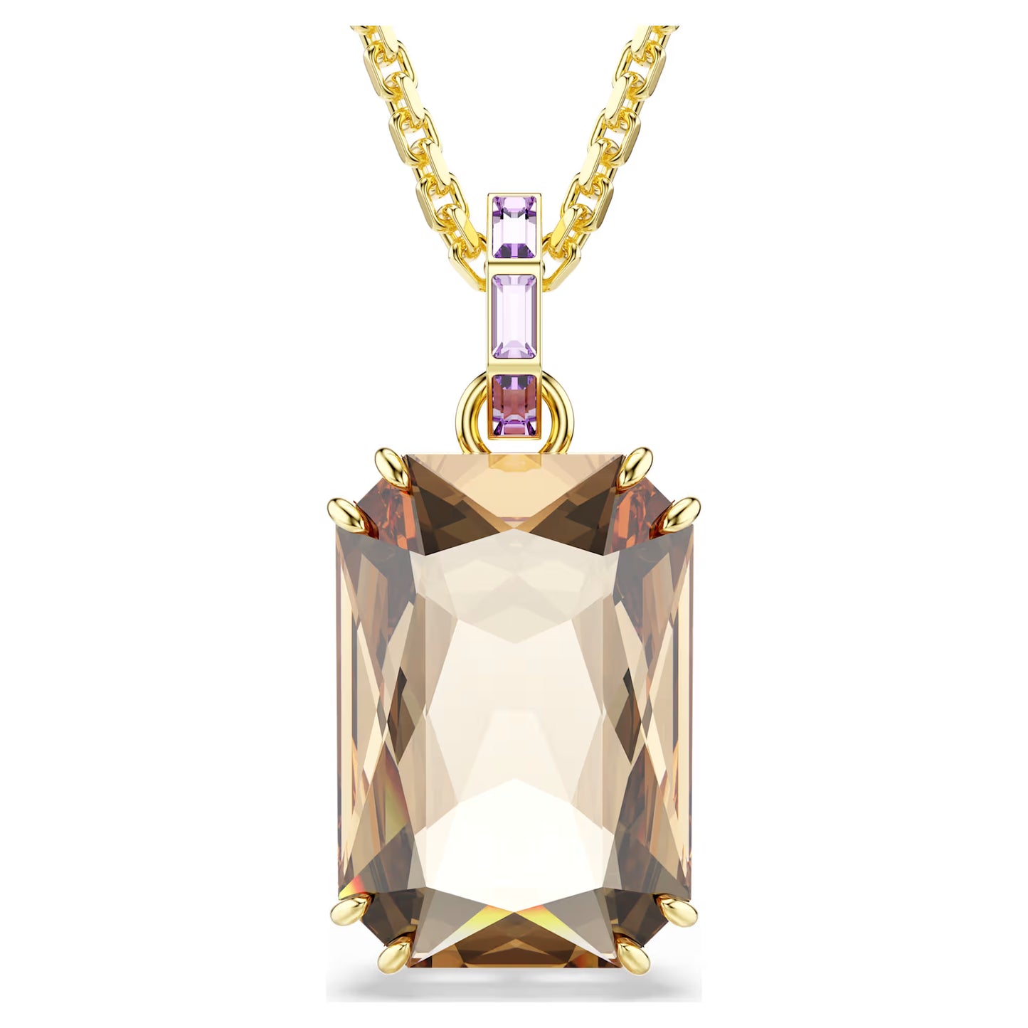 Millenia pendant, Octagon cut, Caramel, 18K gold finish