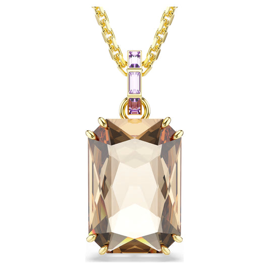 Millenia pendant, Octagon cut, Caramel, 18K gold finish