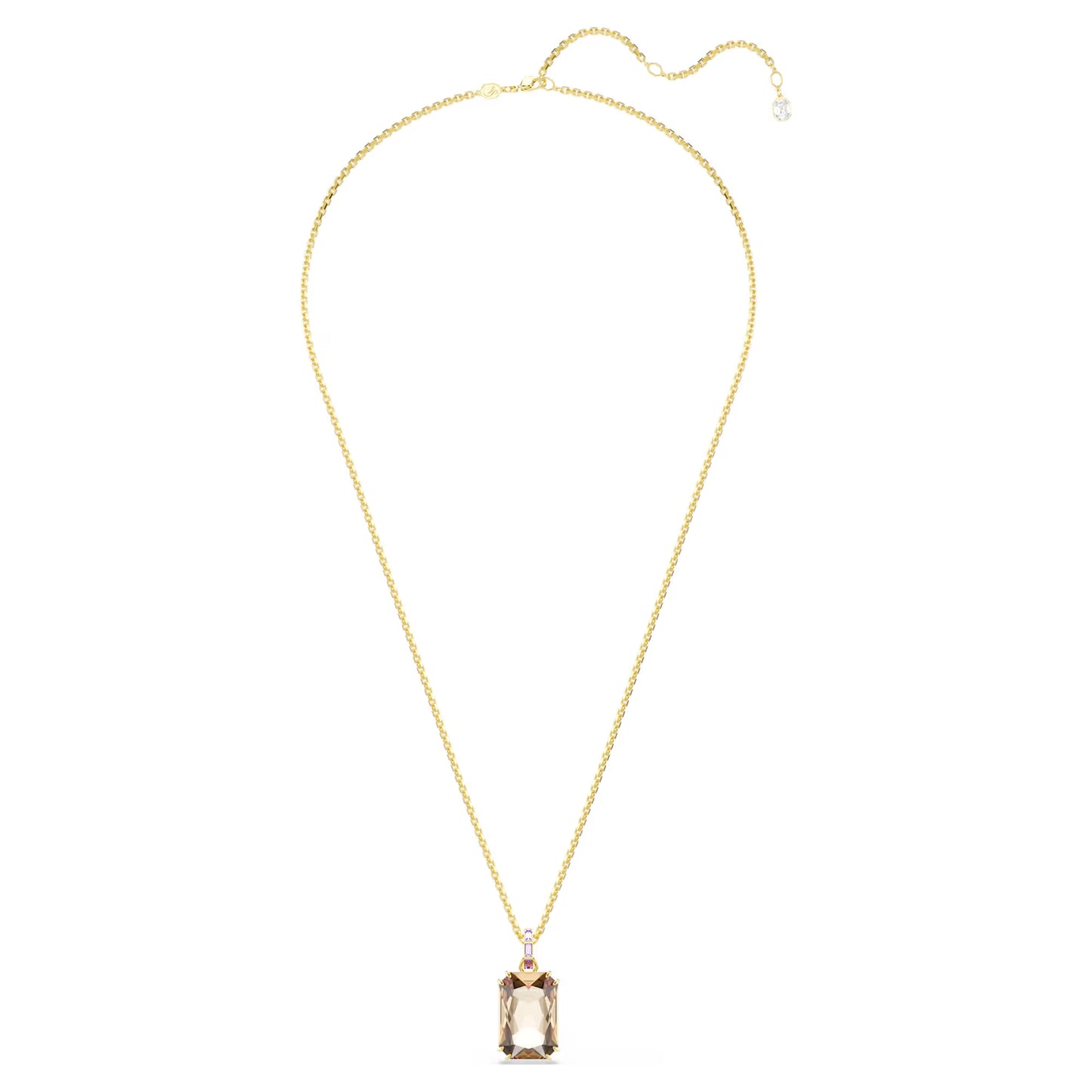 Millenia pendant, Octagon cut, Caramel, 18K gold finish