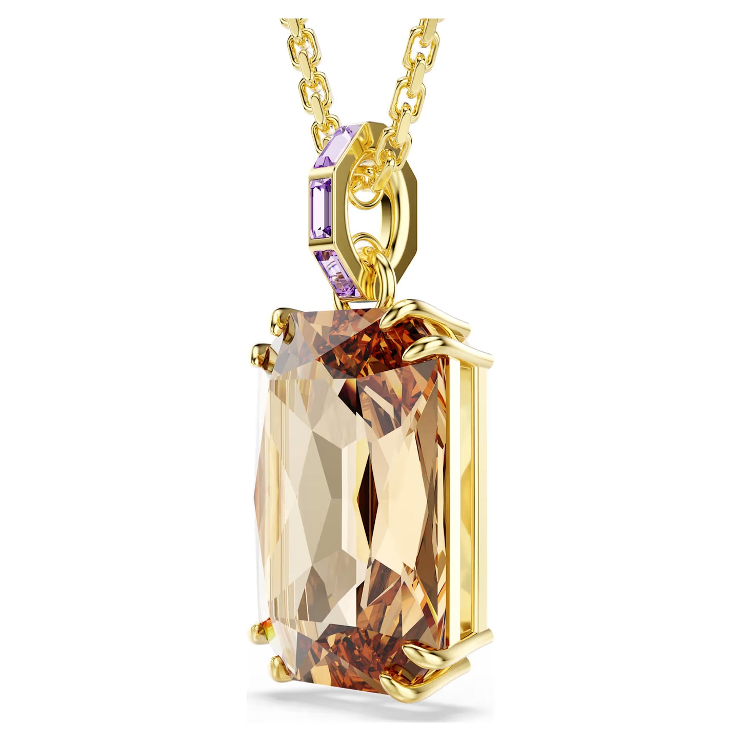 Millenia pendant, Octagon cut, Caramel, 18K gold finish
