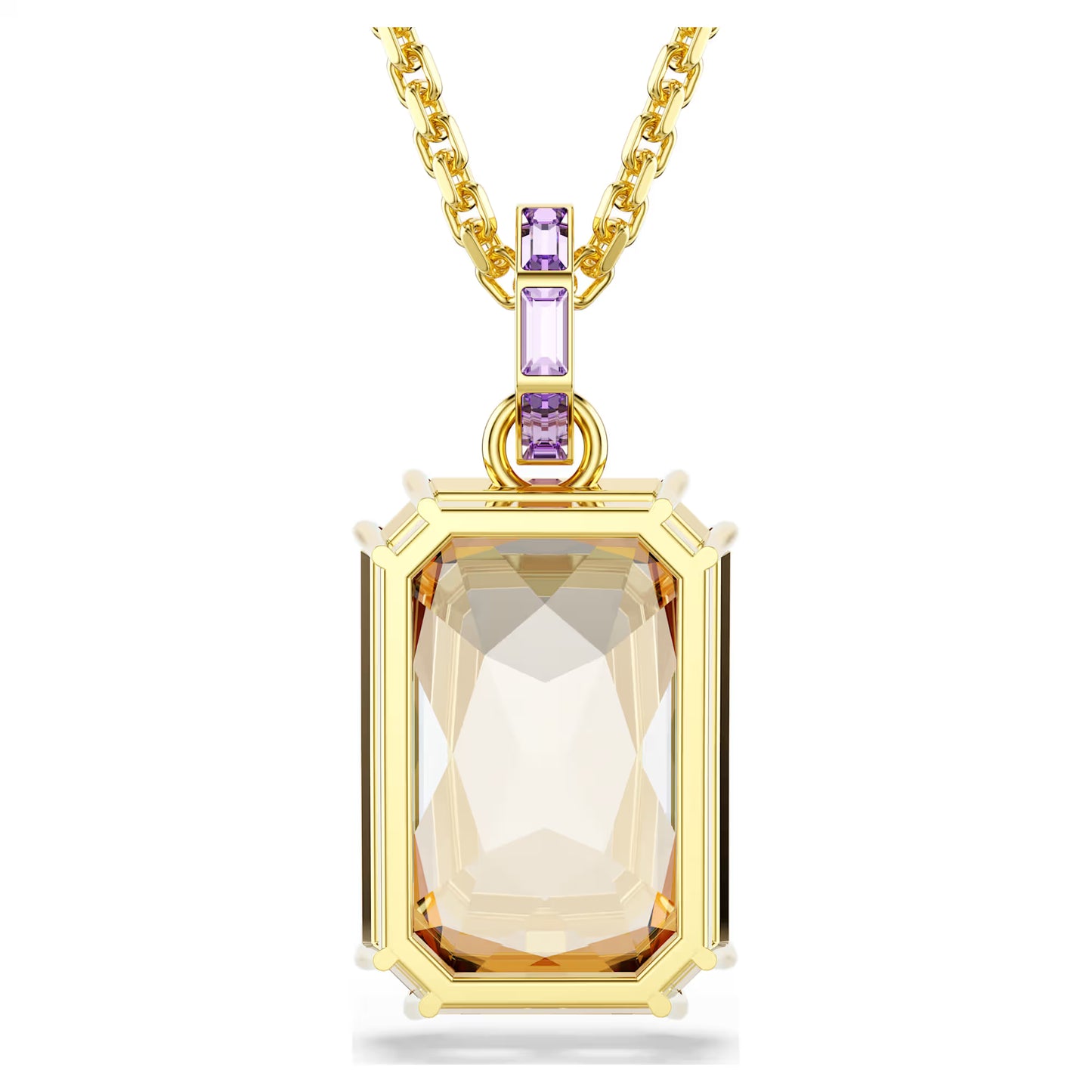 Millenia pendant, Octagon cut, Caramel, 18K gold finish