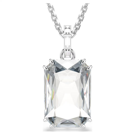 Millenia pendant, Octagon cut, White, Rhodium plated