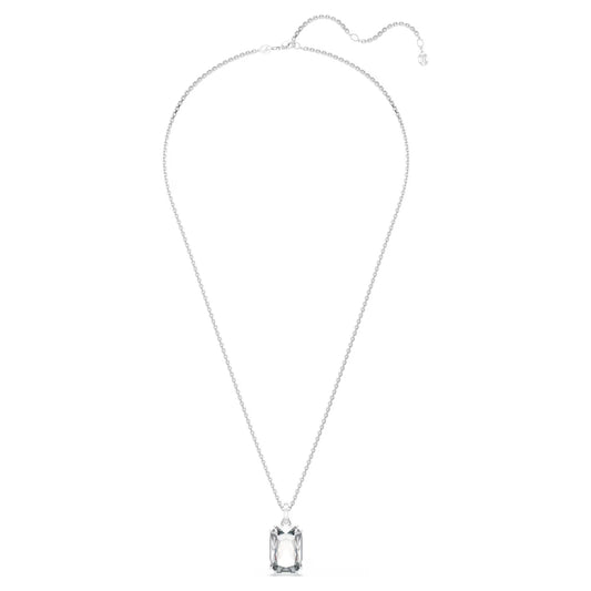 Millenia pendant, Octagon cut, White, Rhodium plated