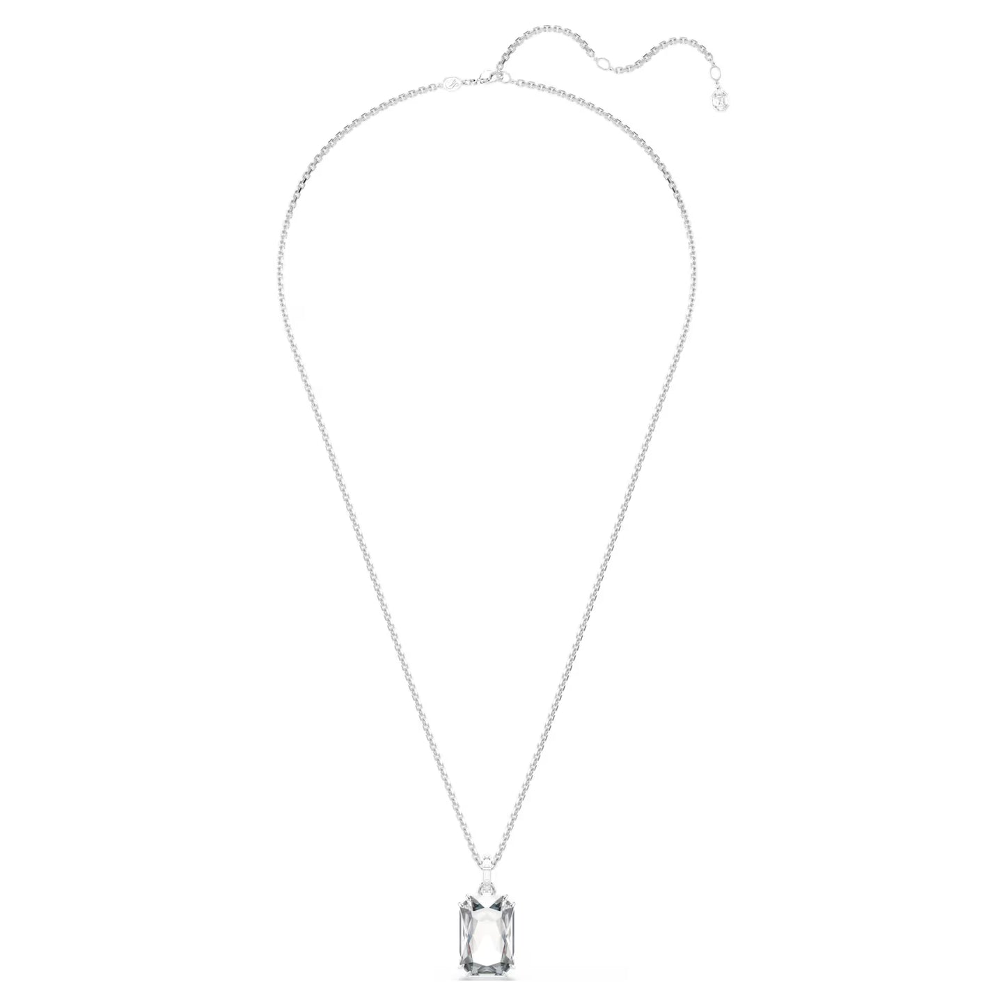 Millenia pendant, Octagon cut, White, Rhodium plated