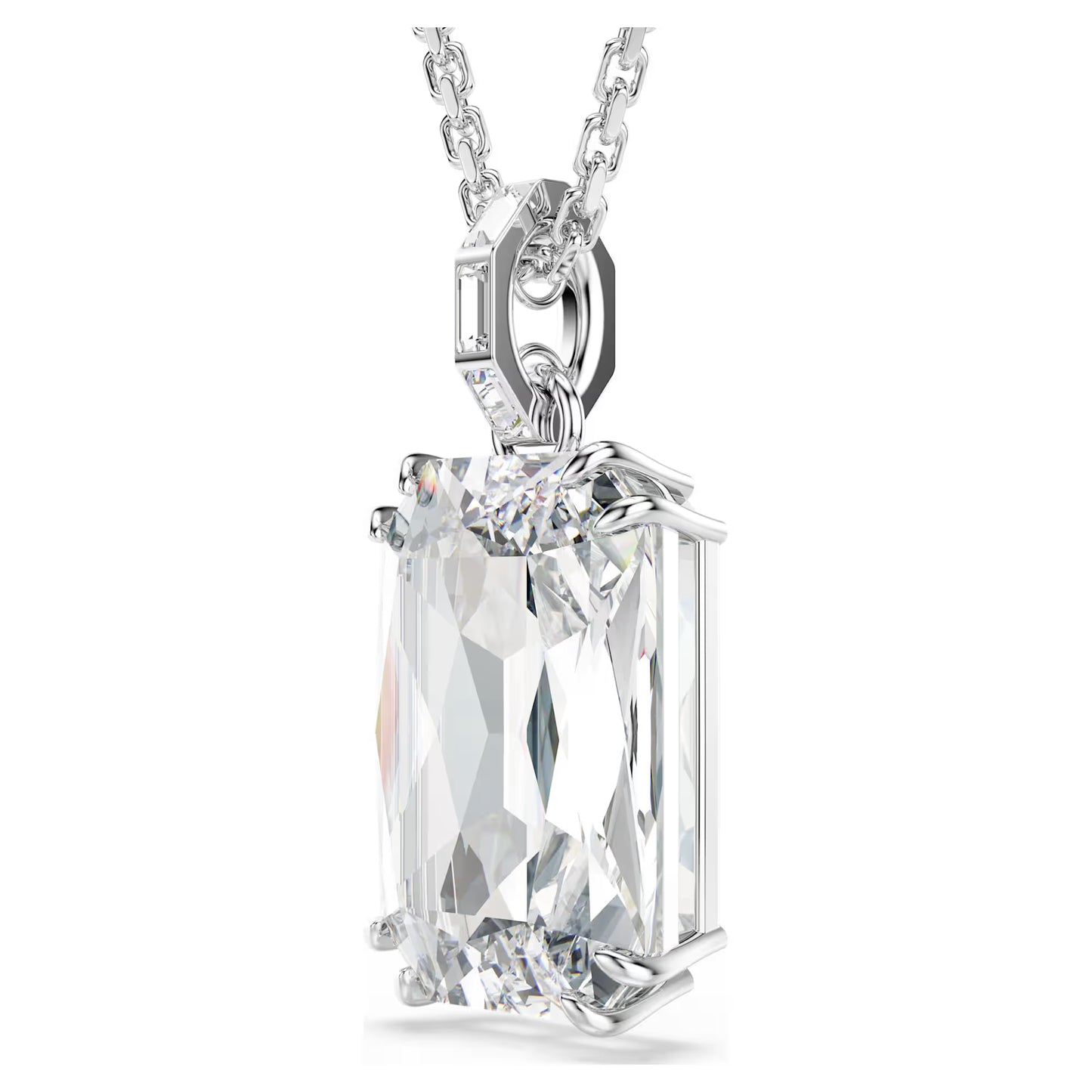 Millenia pendant, Octagon cut, White, Rhodium plated