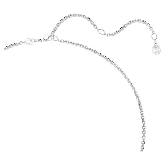 Millenia pendant, Octagon cut, White, Rhodium plated