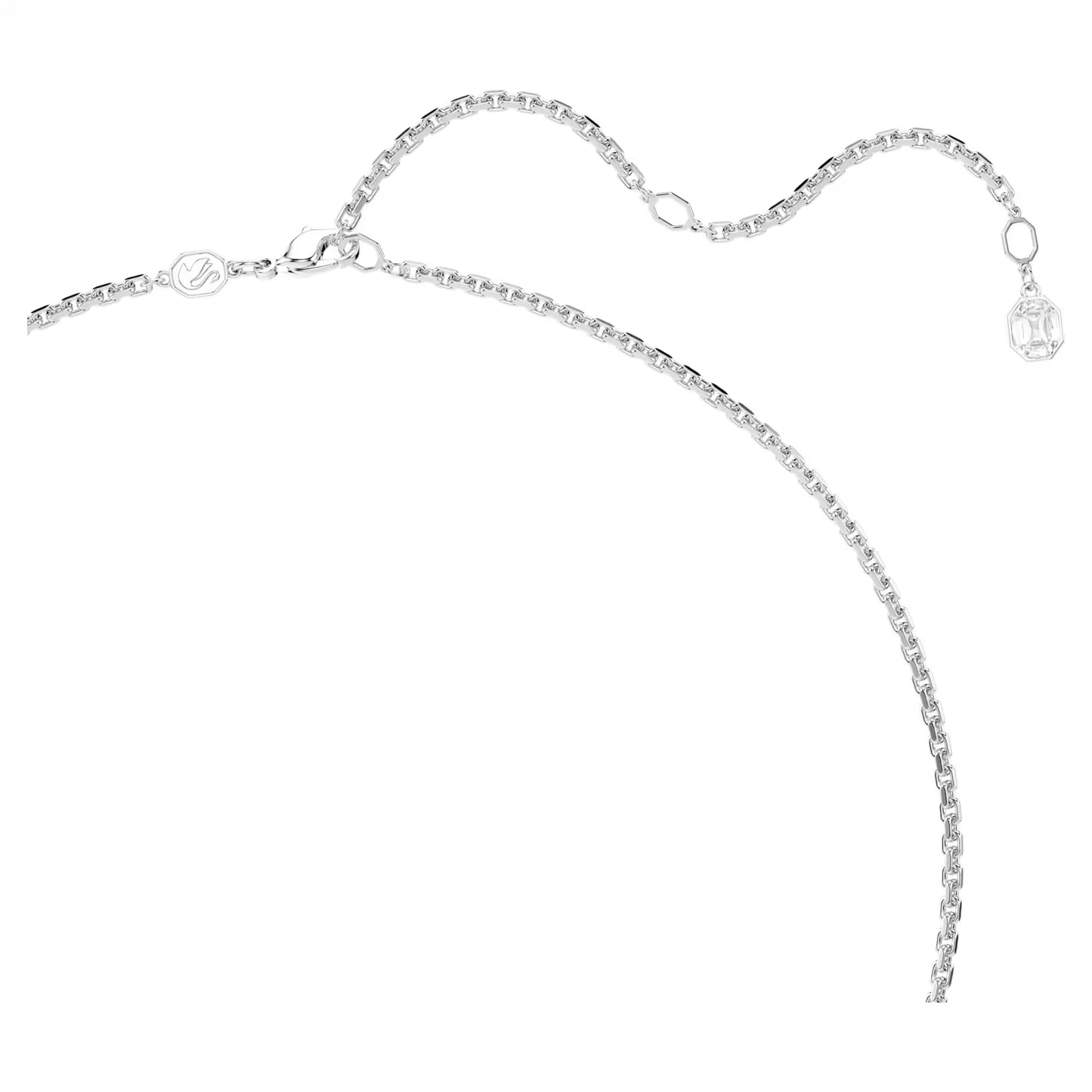 Millenia pendant, Octagon cut, White, Rhodium plated