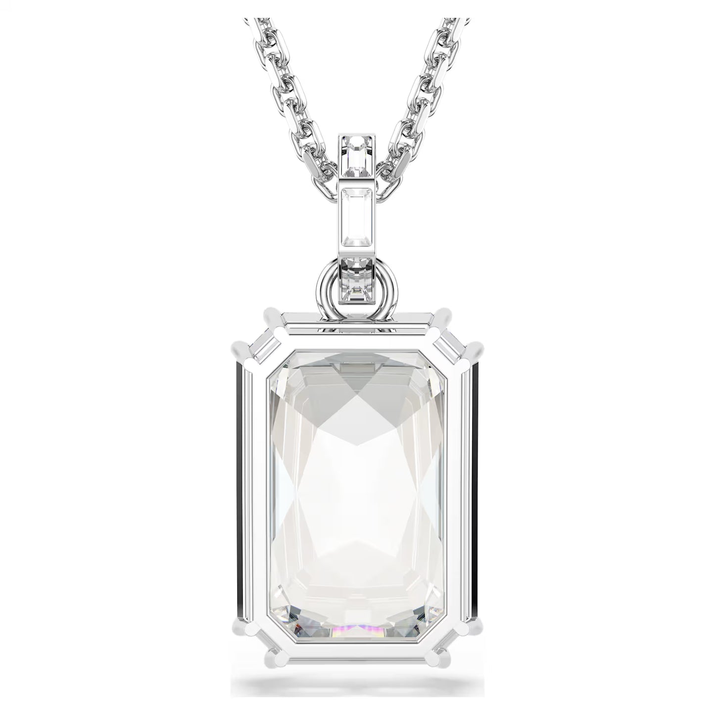 Millenia pendant, Octagon cut, White, Rhodium plated