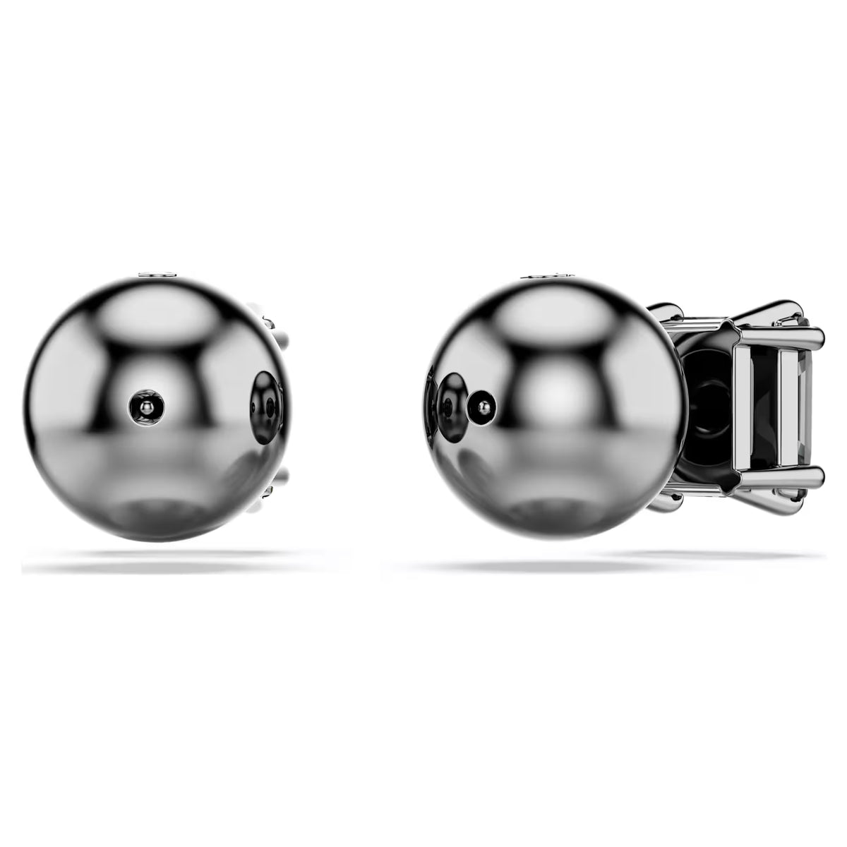 Millenia stud earrings, Square cut, Black, Ruthenium plated