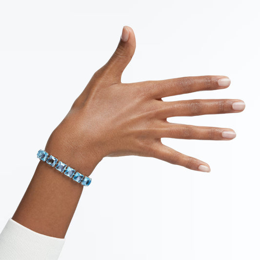 Millenia bracelet, Square cut crystals, Blue