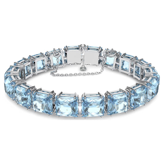 Millenia bracelet, Square cut crystals, Blue