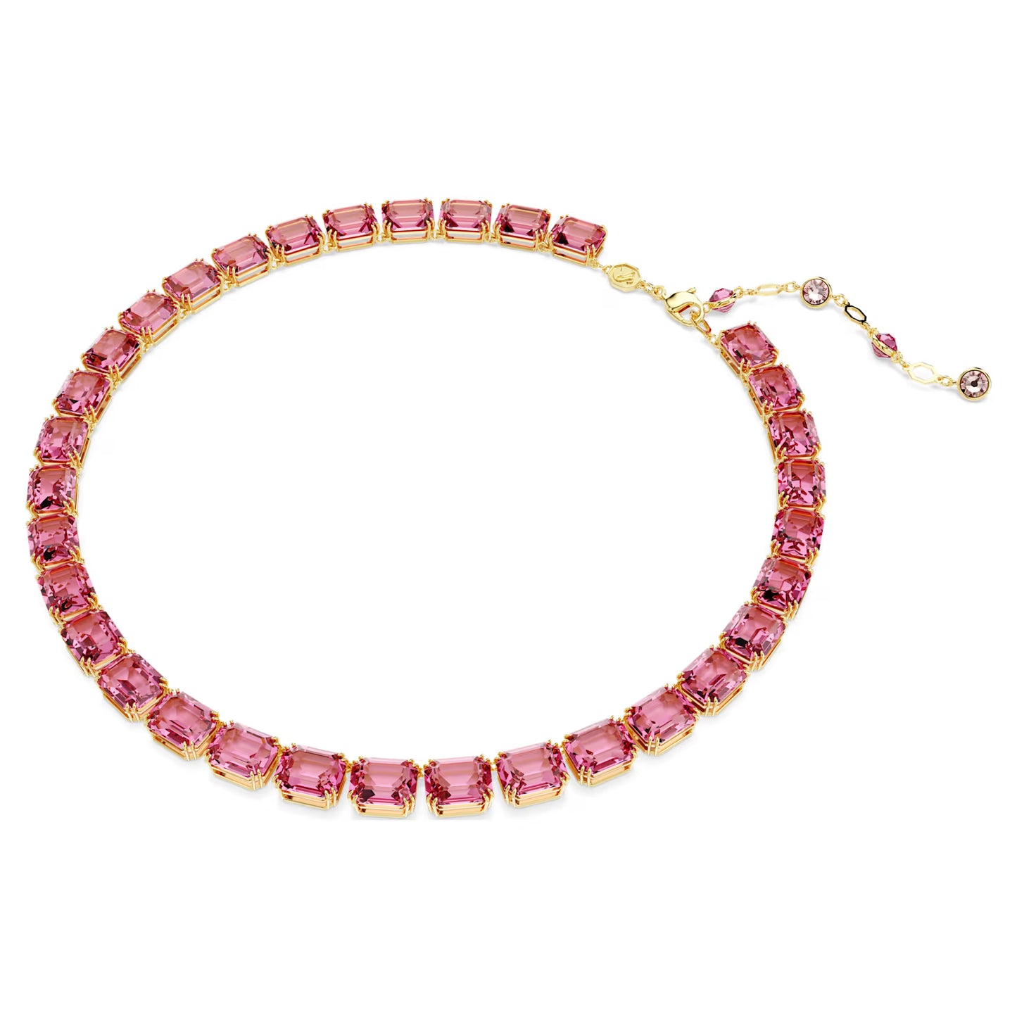 Millenia necklace, Octagon cut, Pink, Gold-tone