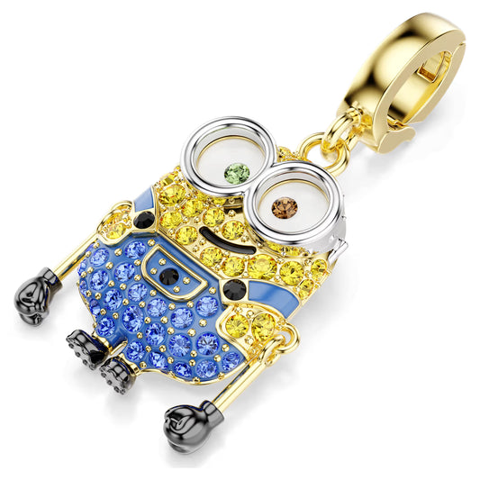 Minions Bob charm, Pavé, Multicoloured, 18k gold finish