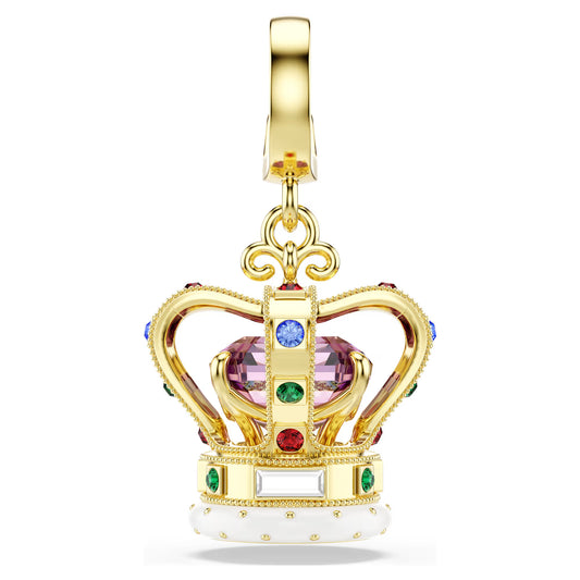 Minions Crown charm, Mixed cuts, Multicolored, Gold-tone plated