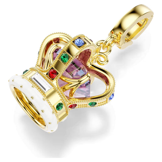 Minions Crown charm, Mixed cuts, Multicolored, Gold-tone plated