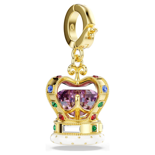 Minions Crown charm, Mixed cuts, Multicolored, Gold-tone plated