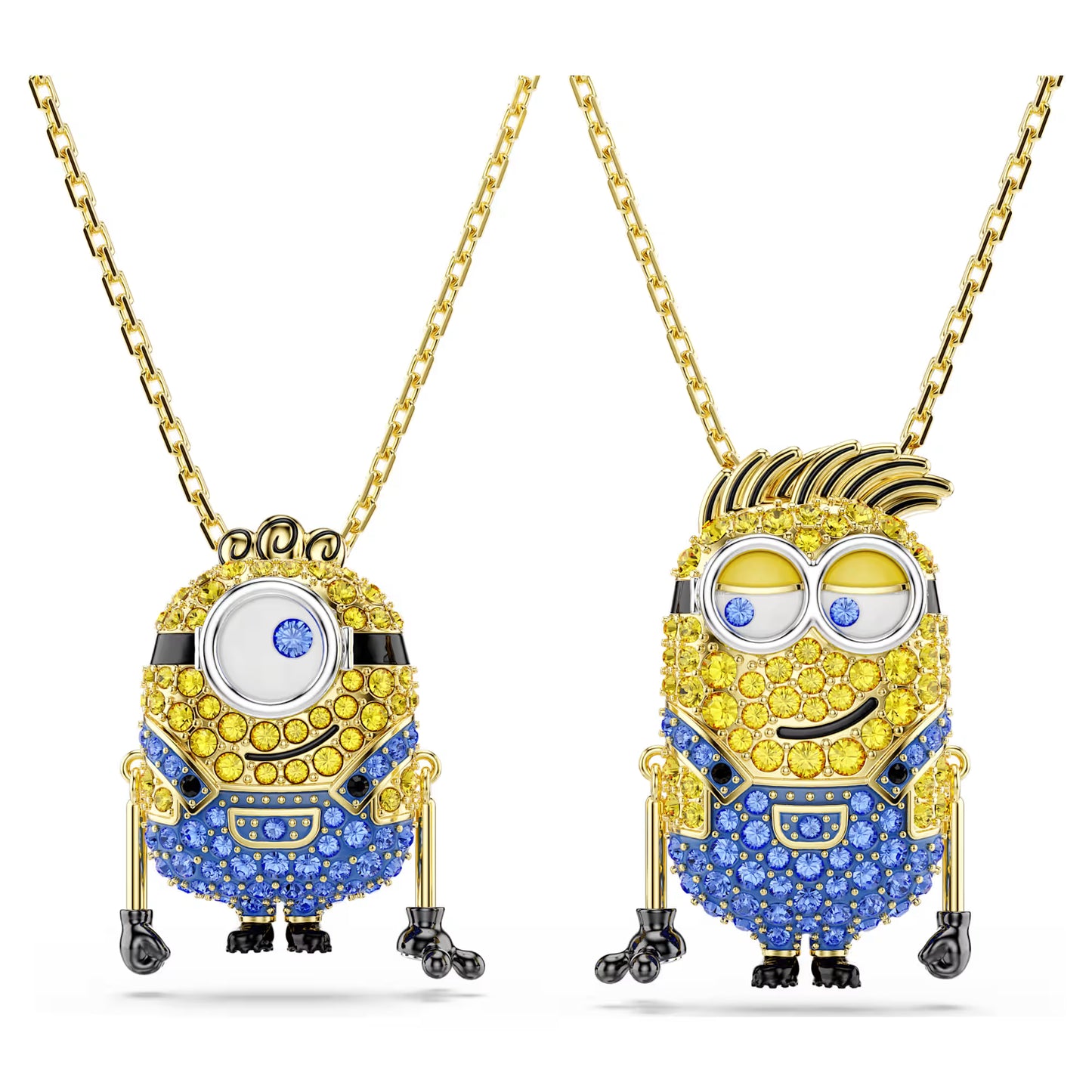 Minions James and Henry set, Pavé, Multicolored, Gold-tone plated