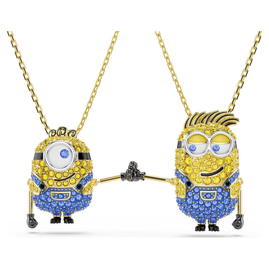 Minions James and Henry set, Pavé, Multicolored, Gold-tone plated