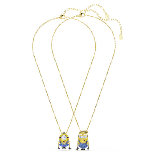 Minions James and Henry set, Pavé, Multicolored, Gold-tone plated