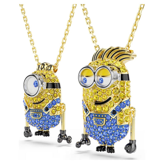Minions James and Henry set, Pavé, Multicolored, Gold-tone plated