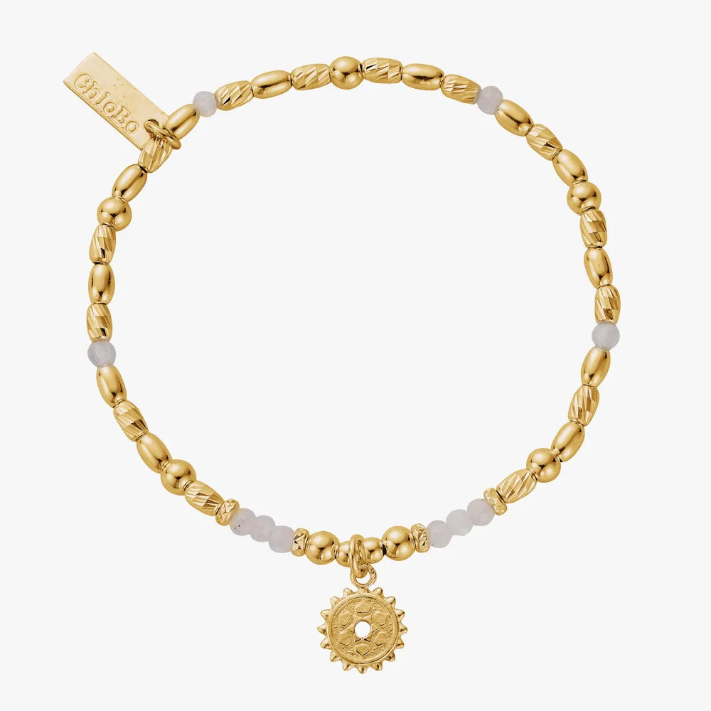 Gold Plated Moonstone Crown Chakra Bracelet