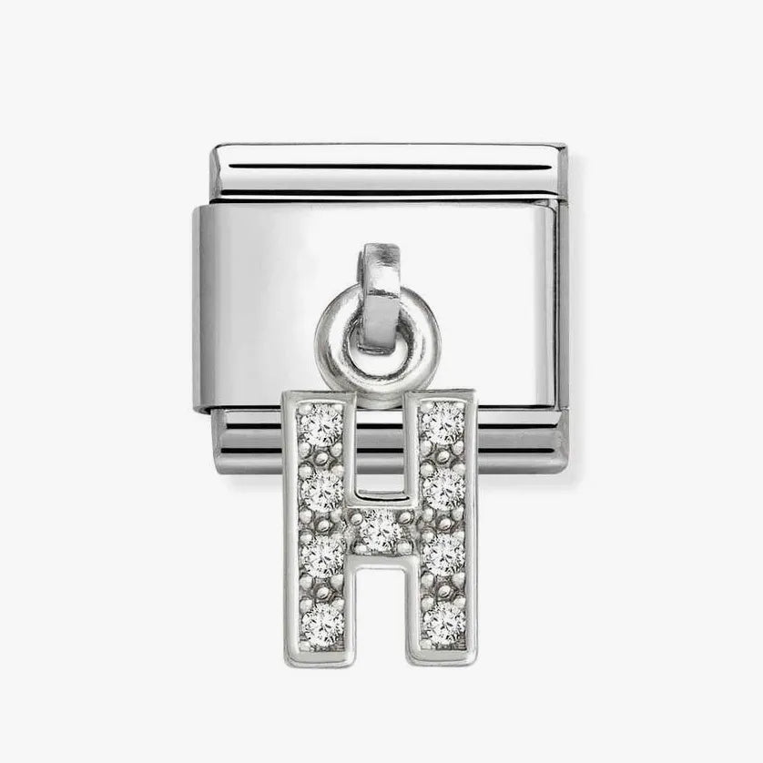 Silver Letter H Zirconia Pendant Charm
